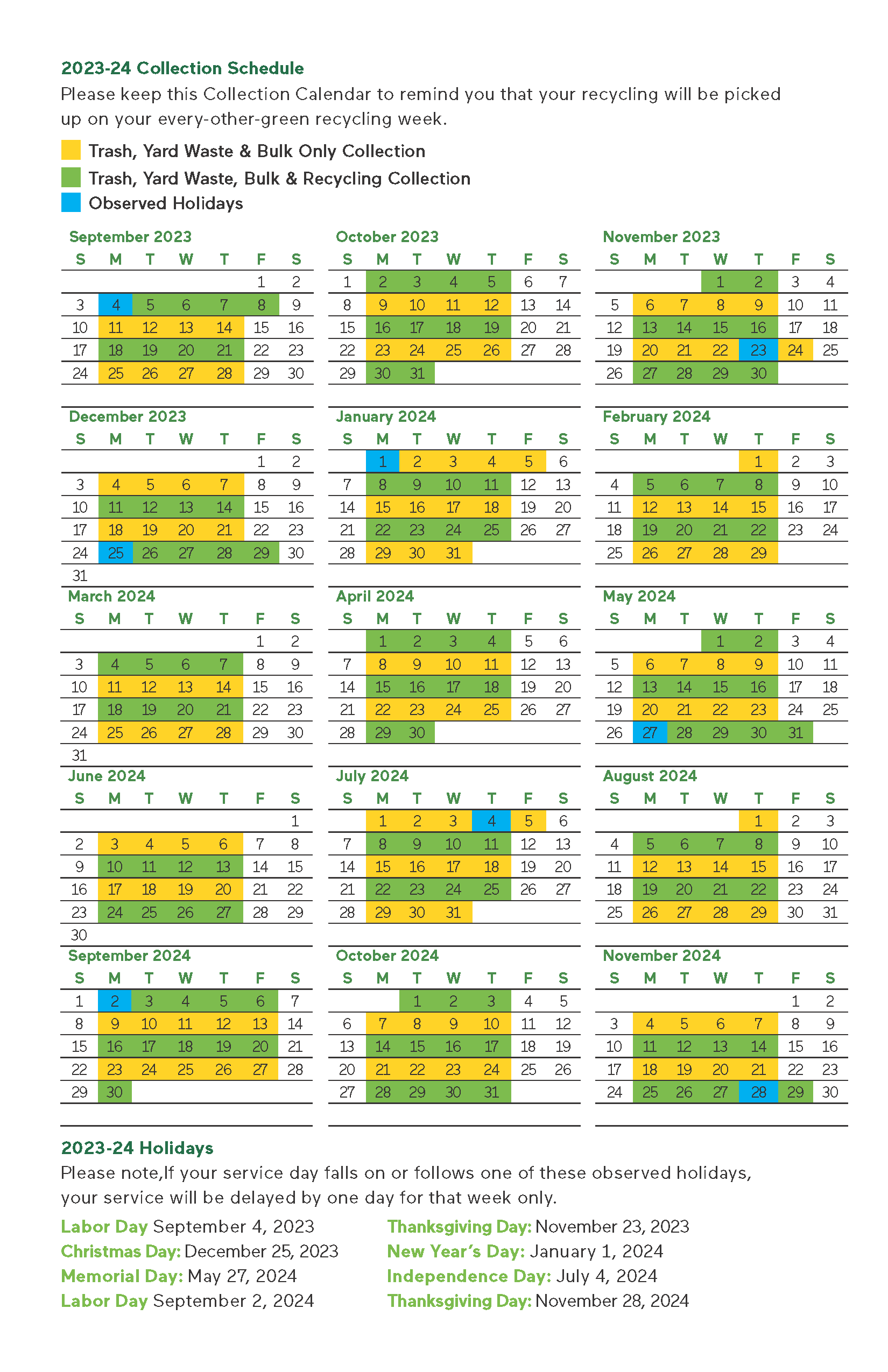 20232024 Collection Schedule City of Zion