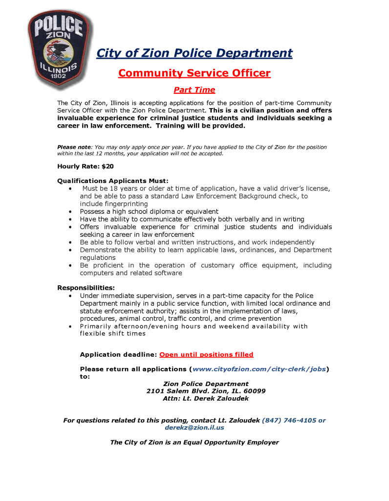 Part Time CSO aPPLICATION