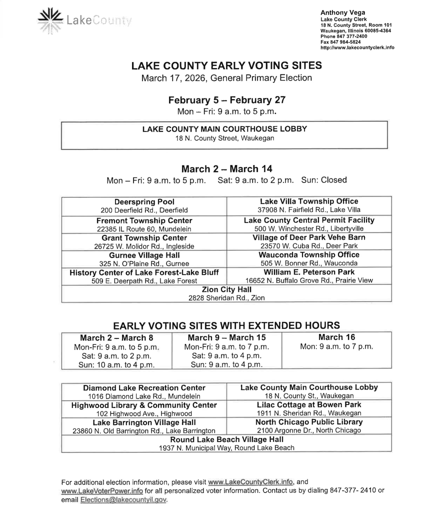 Early Voting Schedule - English