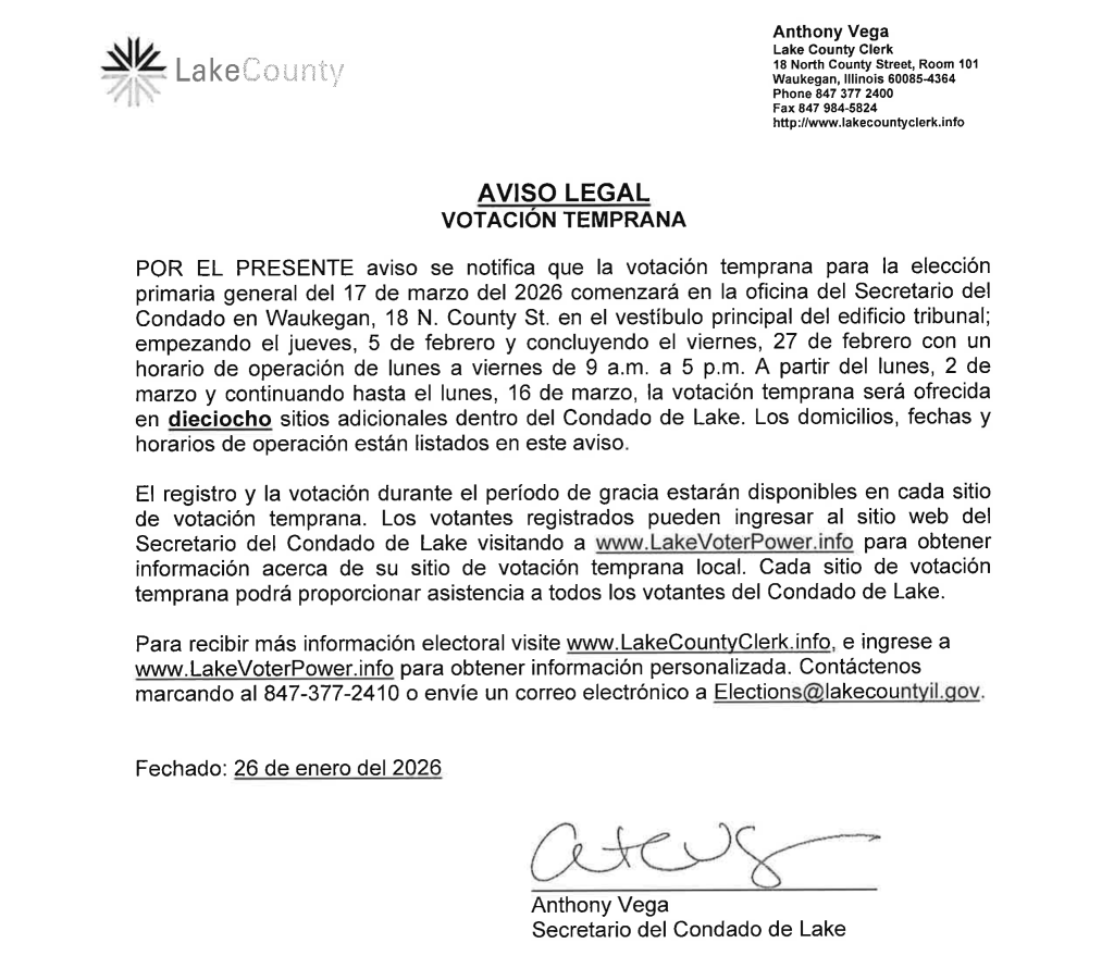 Early Voting Notice - Spanish