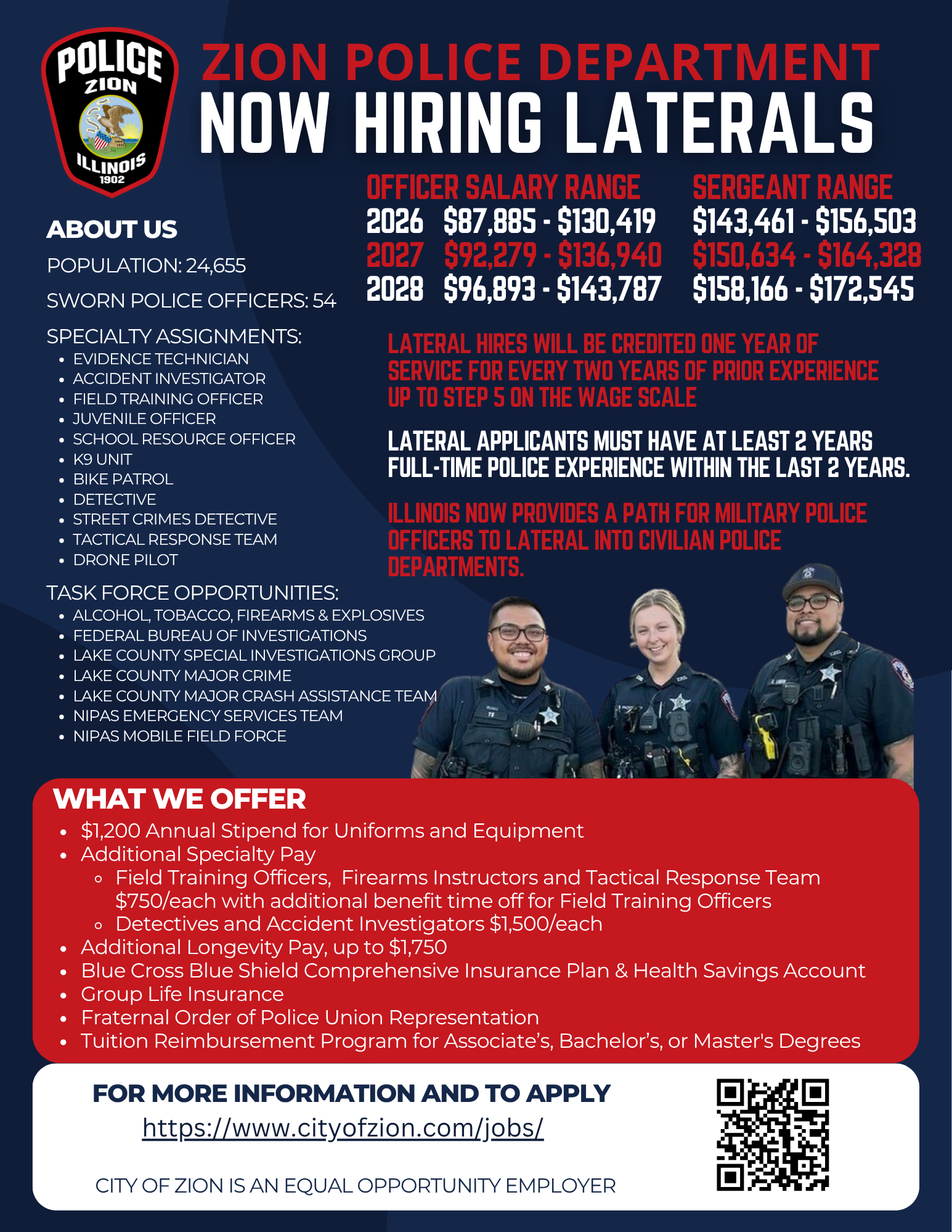 Zion Police Department Now Hiring Laterals - Application Page